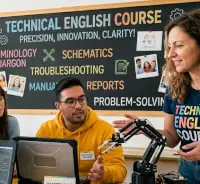 Dieses Bild zeigt einen Kurs für Technisches Englisch in Frankfurt, der dynamisch, praxisorientiert und speziell für Erwachsene konzipiert ist. Der Fokus liegt voll und ganz auf praxisnahem, branchenbezogenem Lernen sowie dem gezielten Erwerb von technischem Englisch.